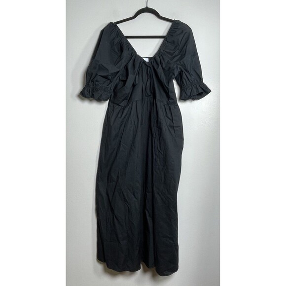 HILL HOUSE The Ophelia Nap Dress Size XXL Black Minimalist Midi Casual Cotton - Picture 2 of 11